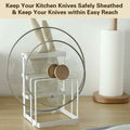 Chopping Board and Knife Holder Rack - White and Natural Wood - view 4