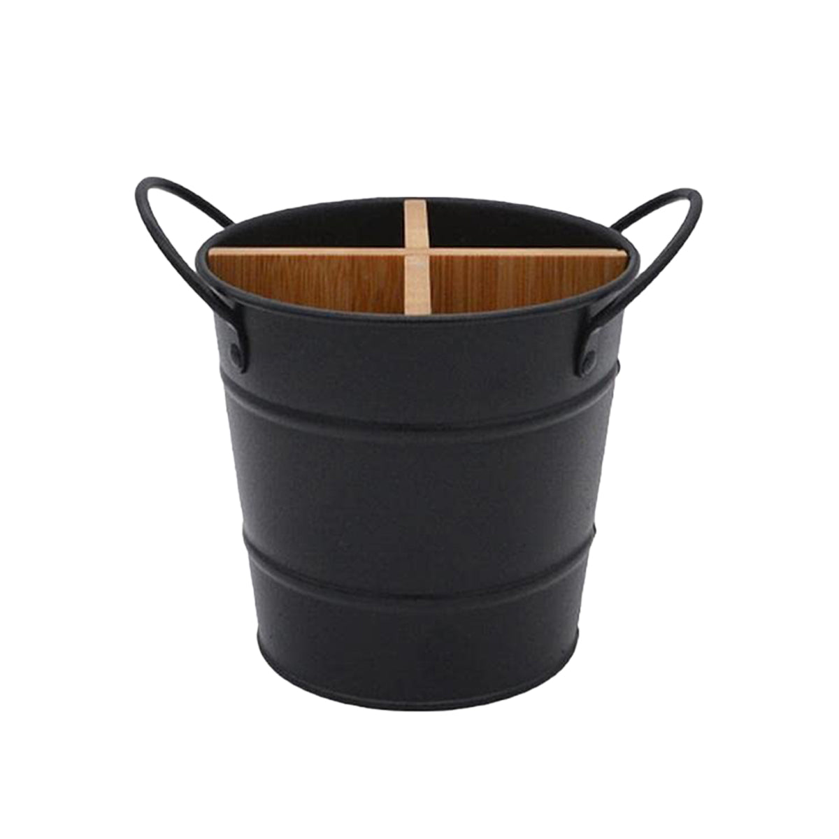 Chopstick and Utensil Holder Organiser with Bamboo Divider - Black