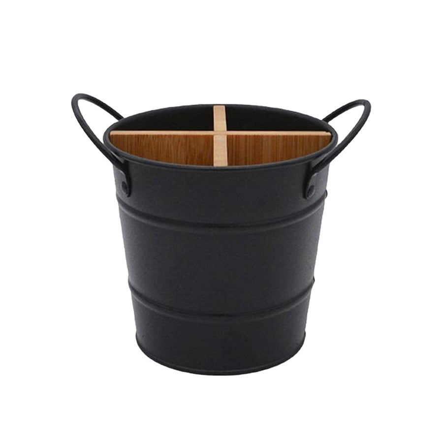 Chopstick and Utensil Holder Organiser with Bamboo Divider - Black