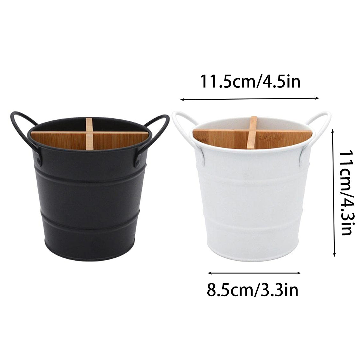 Chopstick and Utensil Holder Organiser with Bamboo Divider - Black - view 4