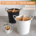 Chopstick and Utensil Holder Organiser with Bamboo Divider - White - view 2