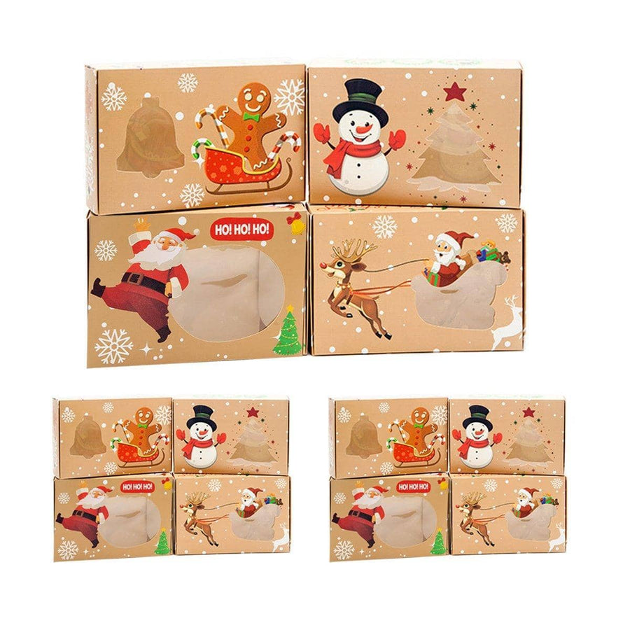 Christmas Biscuit Window Boxes Festive Gift Packaging 22 x 15 x 7 cm - Pack of 12