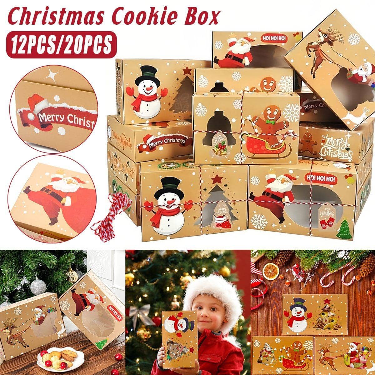 Christmas Biscuit Window Boxes Festive Gift Packaging 22 x 15 x 7 cm - Pack of 12 - view 2