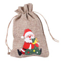 Christmas Burlap Drawstring Gift Bags, 10 x 14 cm, Pack of 12 - view 2