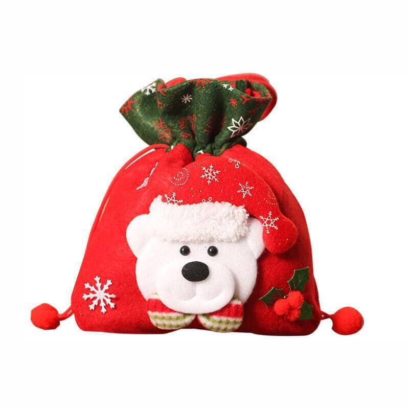 Christmas Candy Treat Bags Drawstring Gift Wrapping Bag 20 x 35 cm - Bear