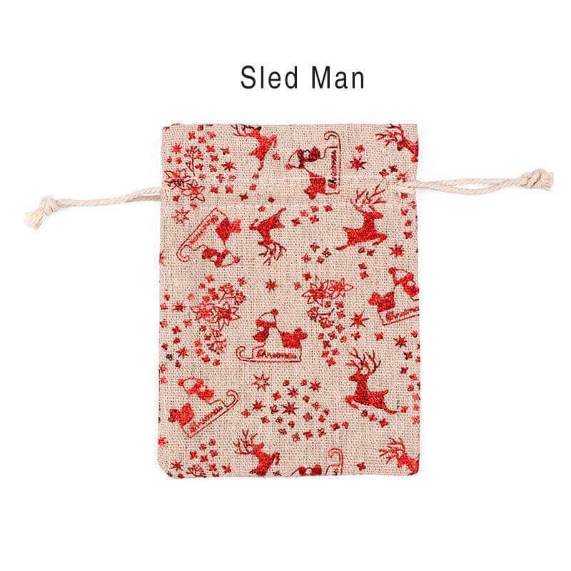 Christmas Cookie Candy Treat Gift Bags Pack of 10 - Sled Man