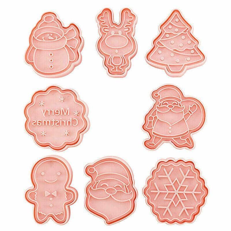Christmas Cookie Cutter Set, Pack of 8 3D Biscuit Moulds for Baking, Fondant and Pastry - view 2