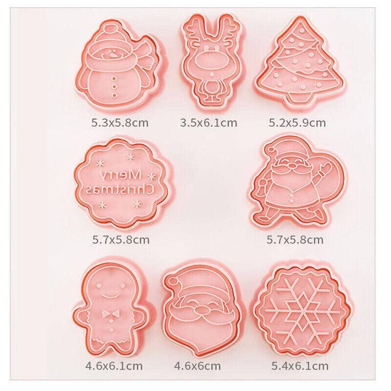 Christmas Cookie Cutter Set, Pack of 8 3D Biscuit Moulds for Baking, Fondant and Pastry - view 3
