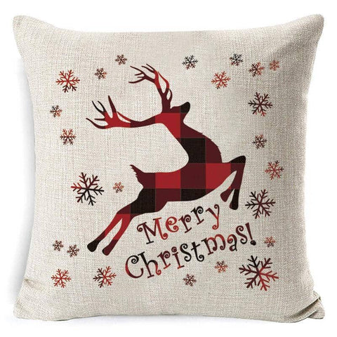 Christmas Cushion Cover 45 x 45 cm - Red Check Reindeer