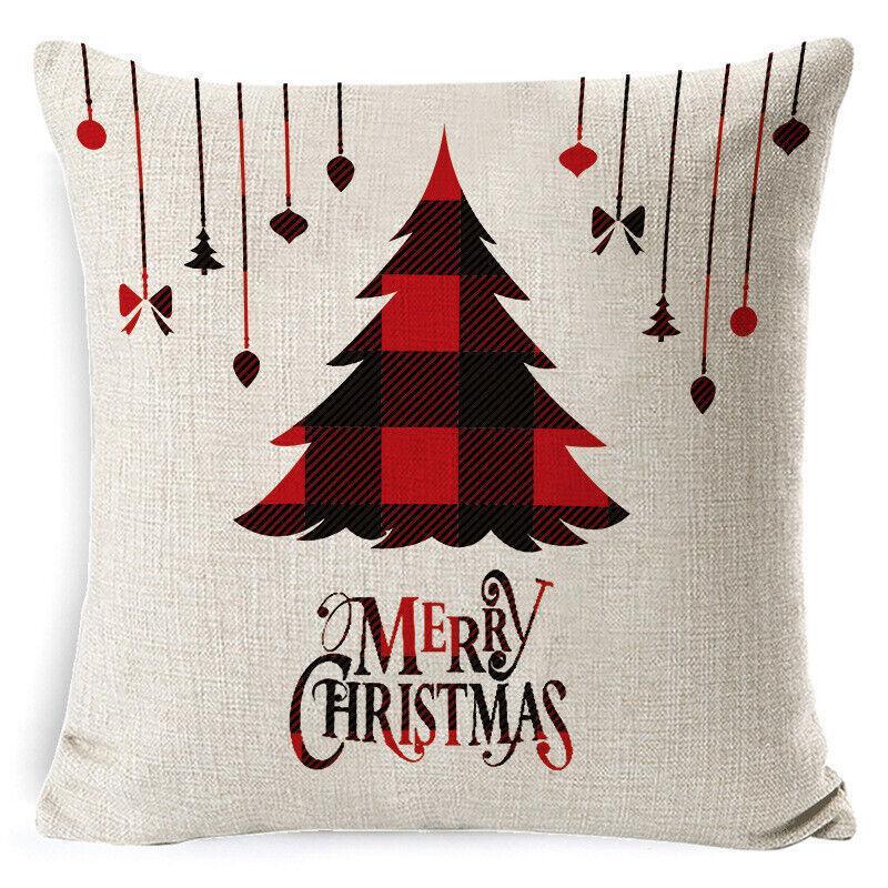 Christmas Cushion Cover 45 x 45 cm - Red Check Tree