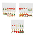 Christmas Earrings Set, 6 Pairs - Snowman, Wreath and Santa Hat - view 3