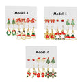 Christmas Earrings Set, 6 Pairs - Snowman, Wreath and Santa Hat - view 4
