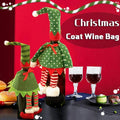 Christmas Elf Wine Bottle Covers - Green and Red, 4 Pack, 40 x 15cm