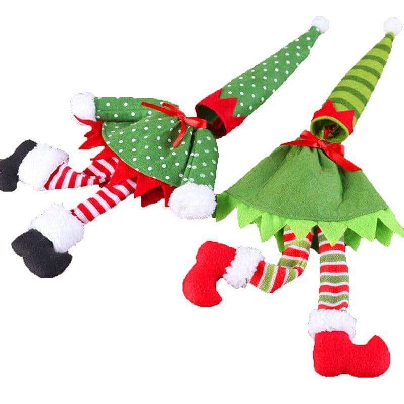 Christmas Elf Wine Bottle Covers - Green and Red, 4 Pack, 40 x 15cm - view 2