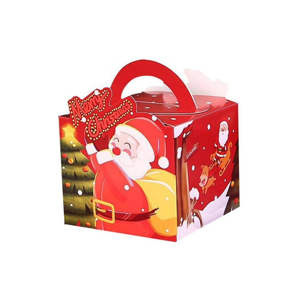 Christmas Gift Boxes with Rope Handle, Pack of 50 - Red Santa Claus