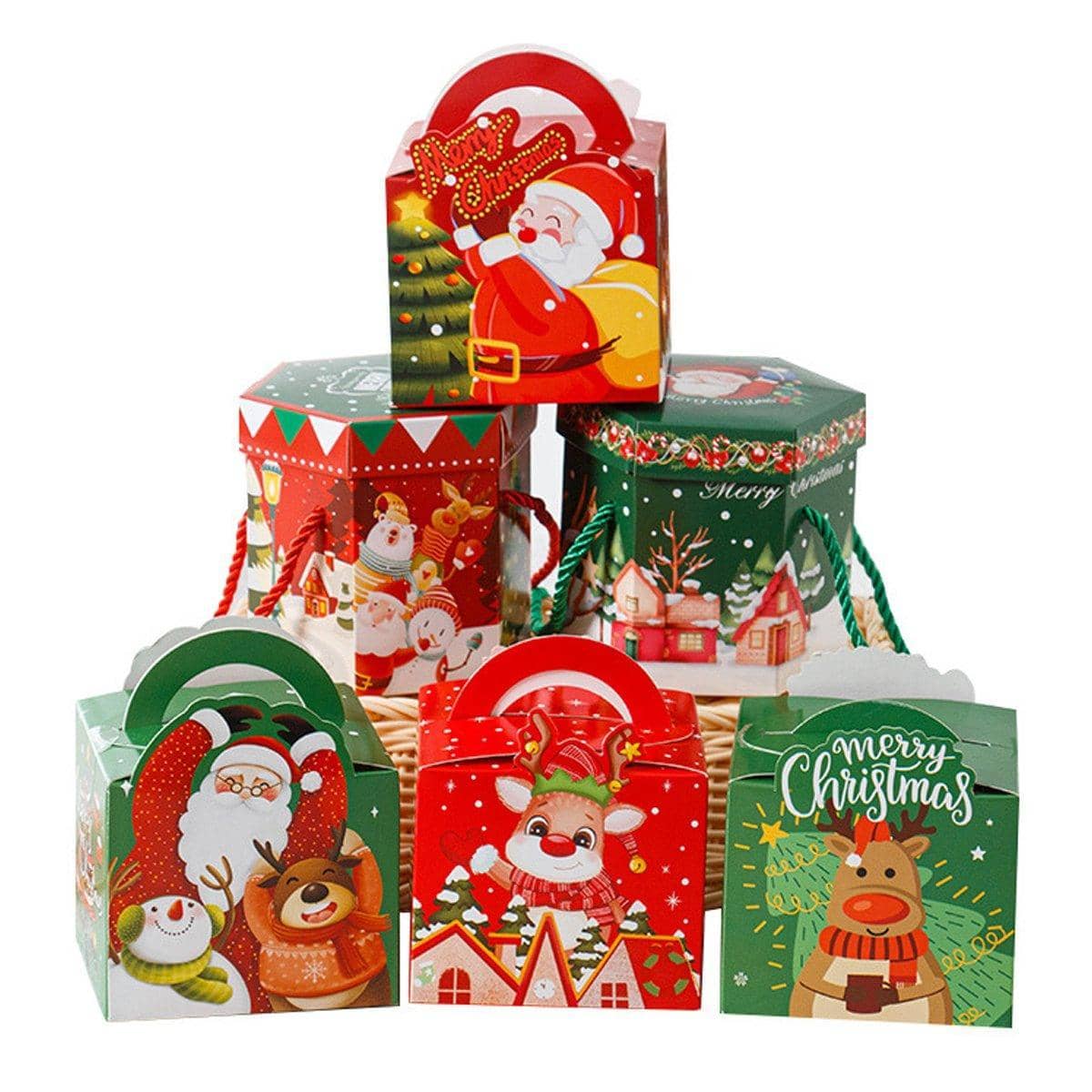 Christmas Gift Boxes with Rope Handle, Pack of 50 - Red Santa Claus - view 3
