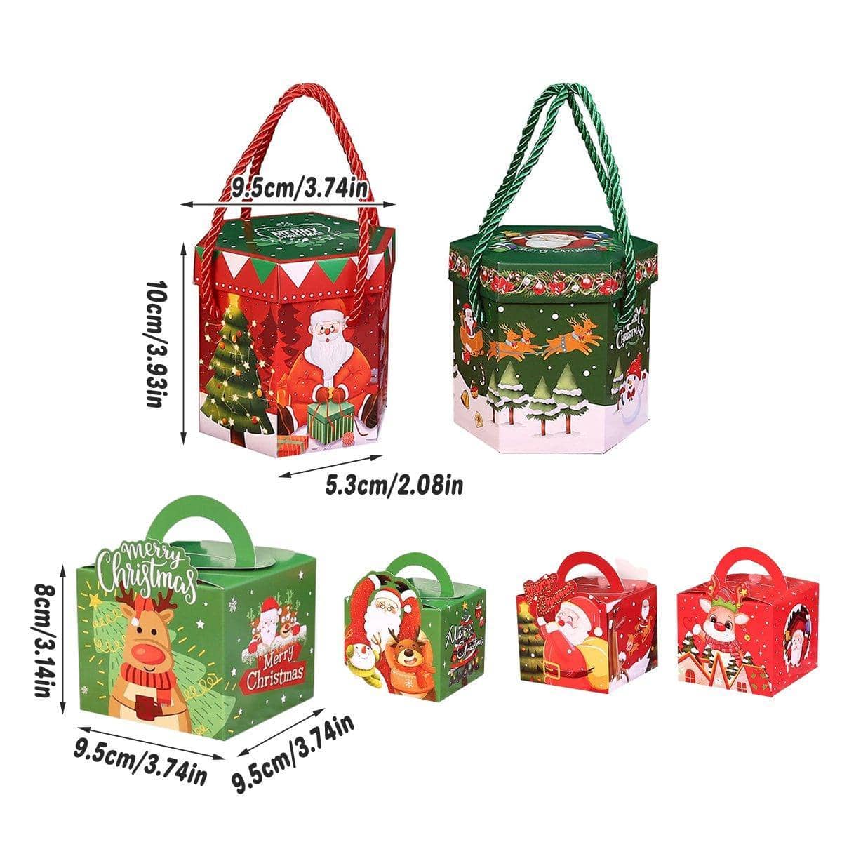 Christmas Gift Boxes with Rope Handle, Pack of 50 - Red Santa Claus - view 4