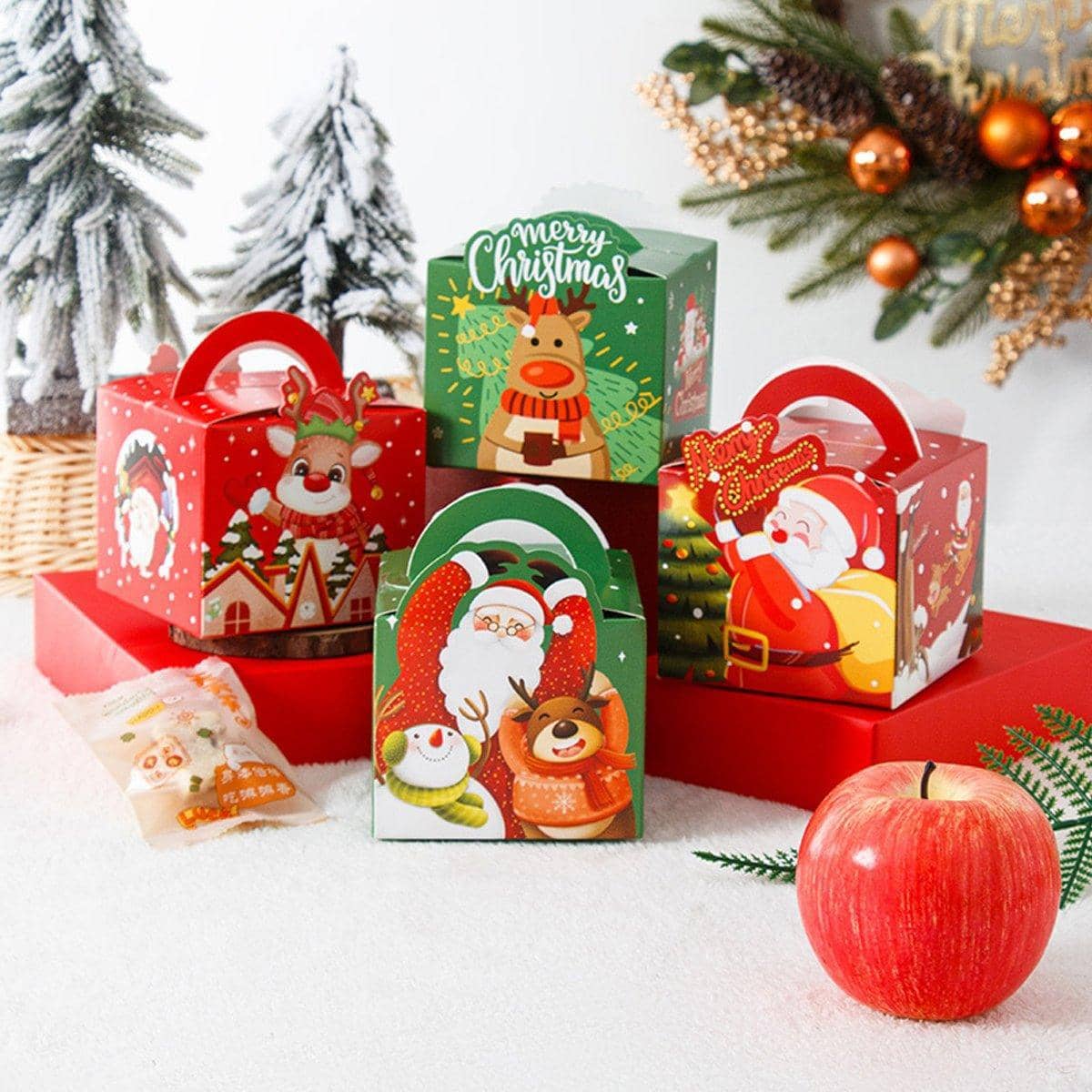 Christmas Gift Boxes with Rope Handle, Pack of 50 - Red Santa Claus - view 5