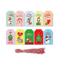 Christmas Gift Tags with Twine, Pack of 50 - Bright Multicolour Gnome and Animal Designs