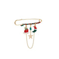Christmas Hat and Star Brooch Pin - Gold-Tone Holiday Jewellery - view 2