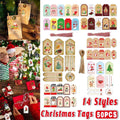 Christmas Kraft Paper Gift Tags with Twine, Pack of 50 - Kraft with Red and White Candy Stripes - view 2