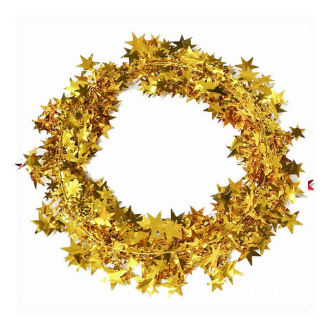 Christmas Metallic Star Garland Wreath Decorations, Pack of 10 - Gold