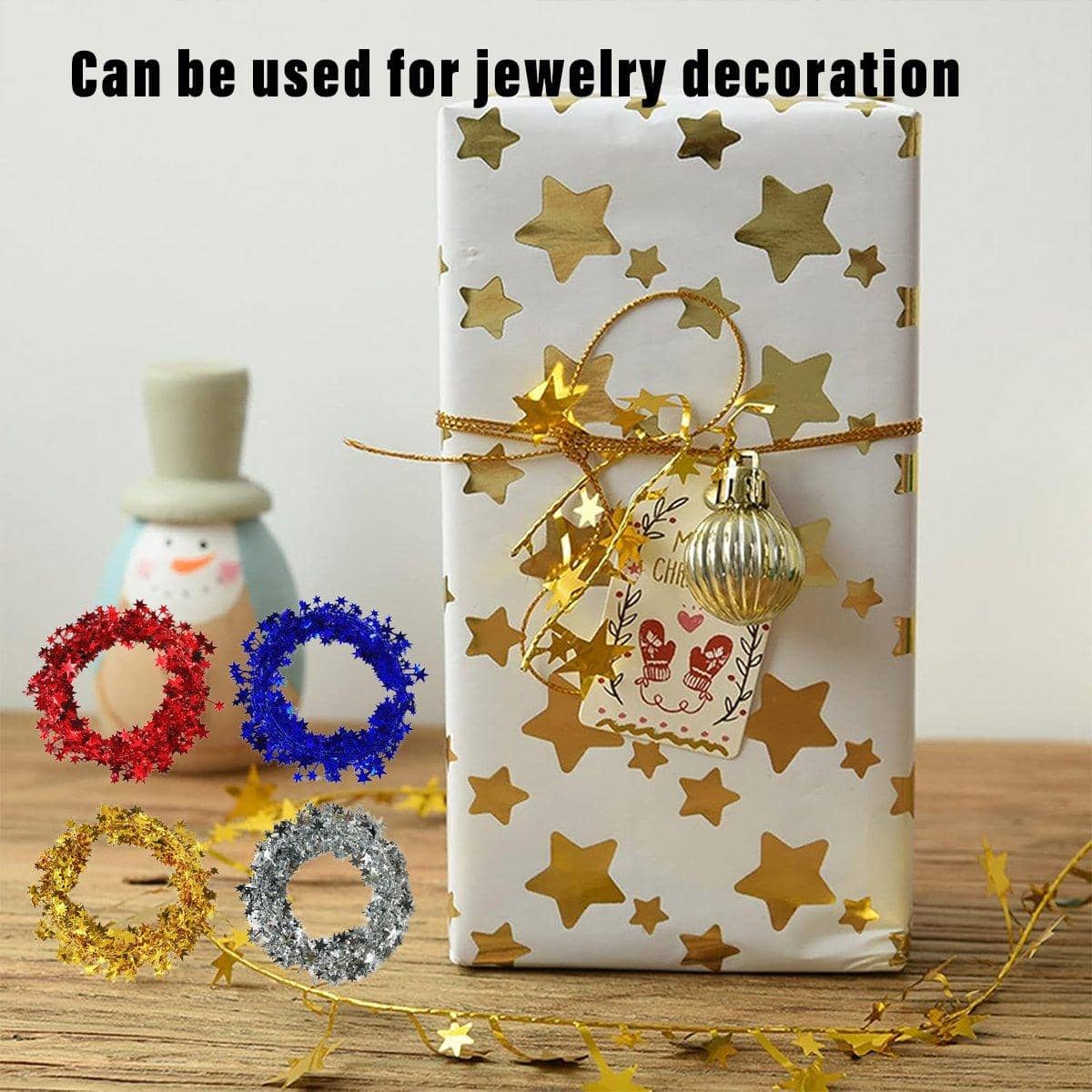 Christmas Metallic Star Garland Wreath Decorations, Pack of 10 - Red - view 5