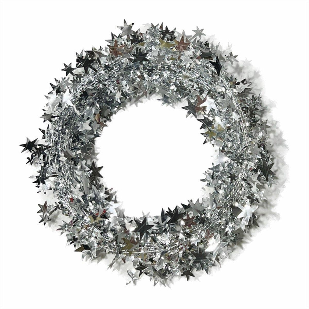 Christmas Metallic Star Garland Wreath Decorations, Pack of 10 - Silver