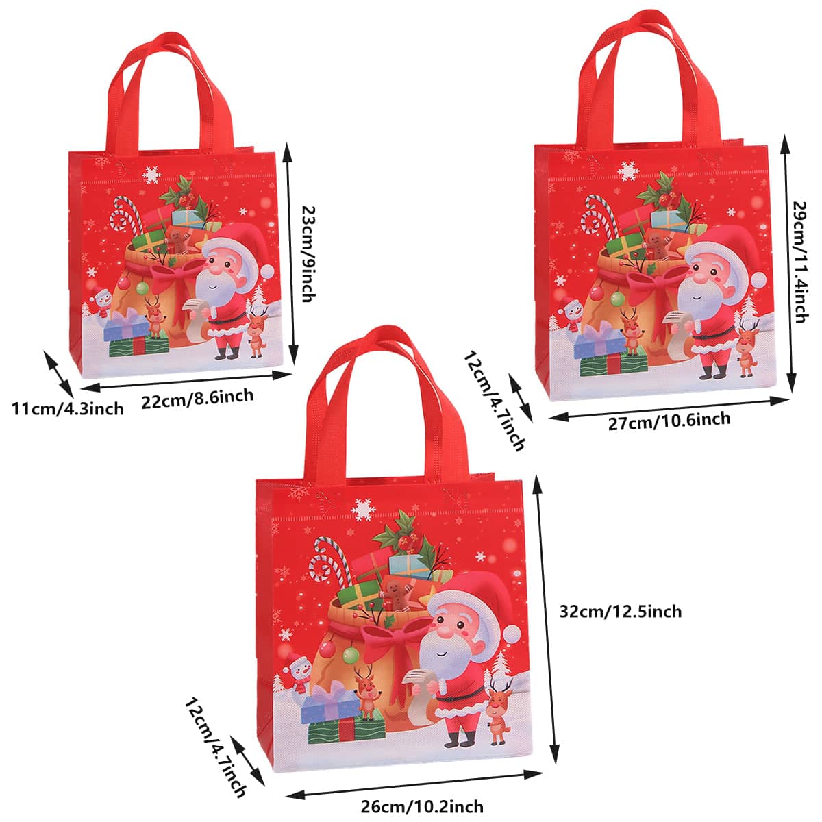 Christmas Non-Woven Gift Bags, Pack of 25 - Santa and Gifts, 36 x 32 x 12 cm - view 4