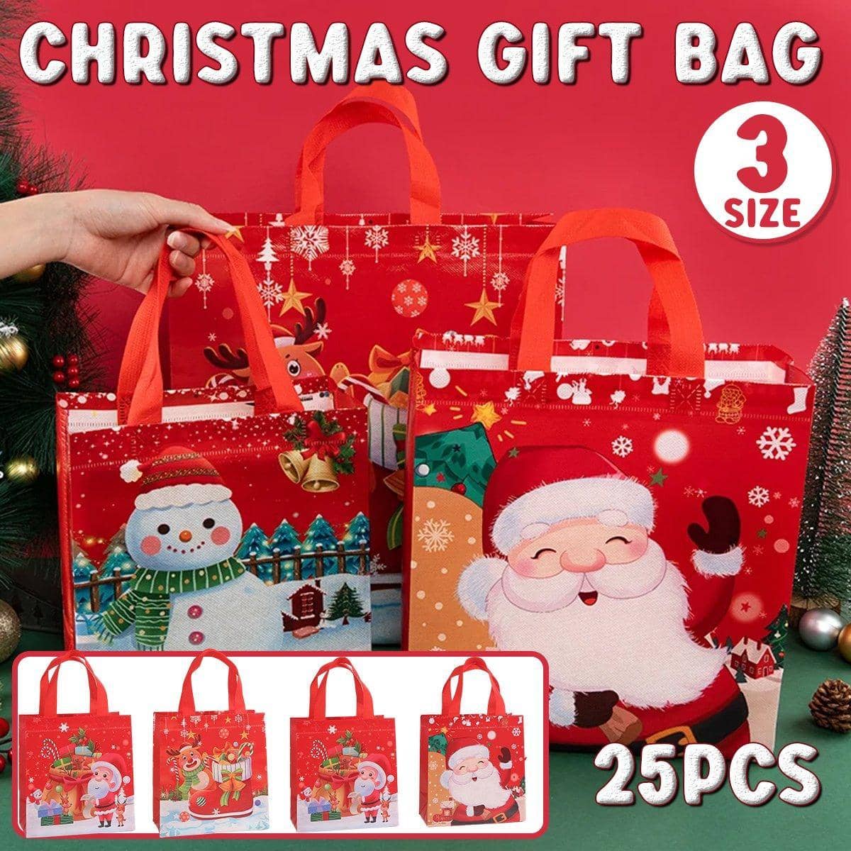 Christmas Non-Woven Gift Bags, Pack of 25 - Snowman, 23 x 22 x 11 cm - view 2
