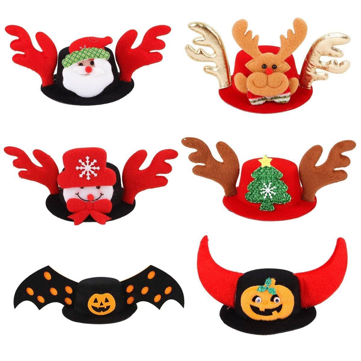 Christmas Pet Hat for Dogs and Cats - Reindeer with Gold Antlers - view 3
