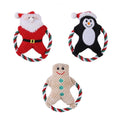 Christmas Plush Dog Toy with Rope Ring - Penguin in Santa Hat - view 3