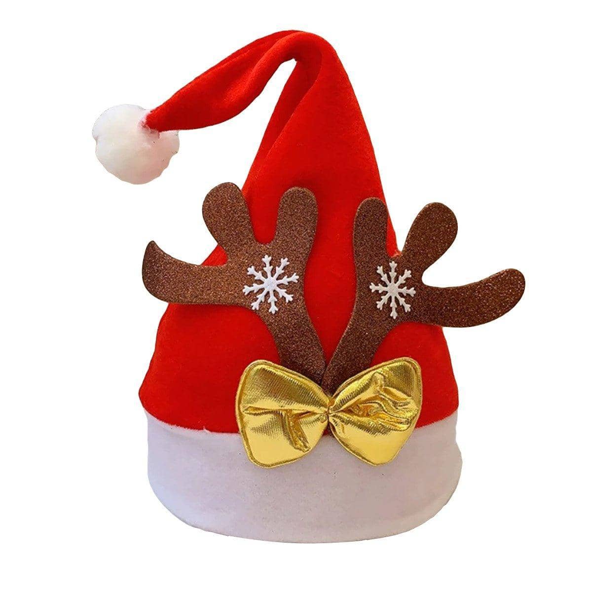 Christmas Santa Hat, Printed Polyester - Antlers, 25 x 34 cm