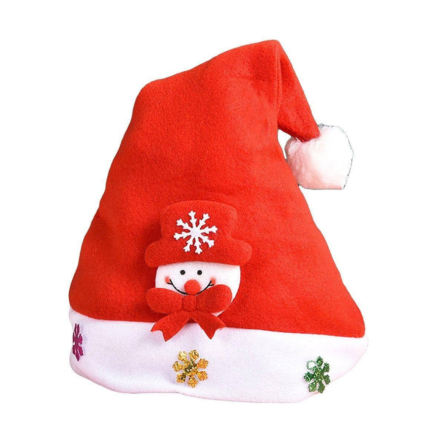 Christmas Santa Hat, Printed Polyester - Snowman, 28 x 41 cm