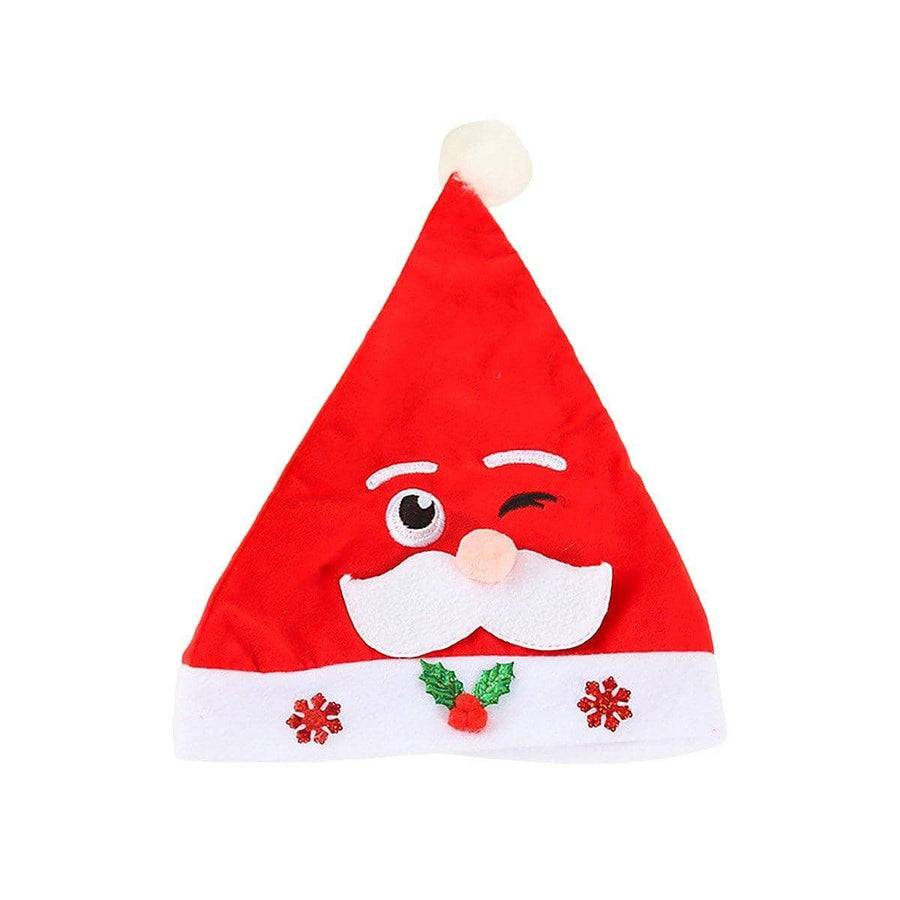 Christmas Santa Hat, Printed Polyester - Winking Old Man, 25 x 30 cm