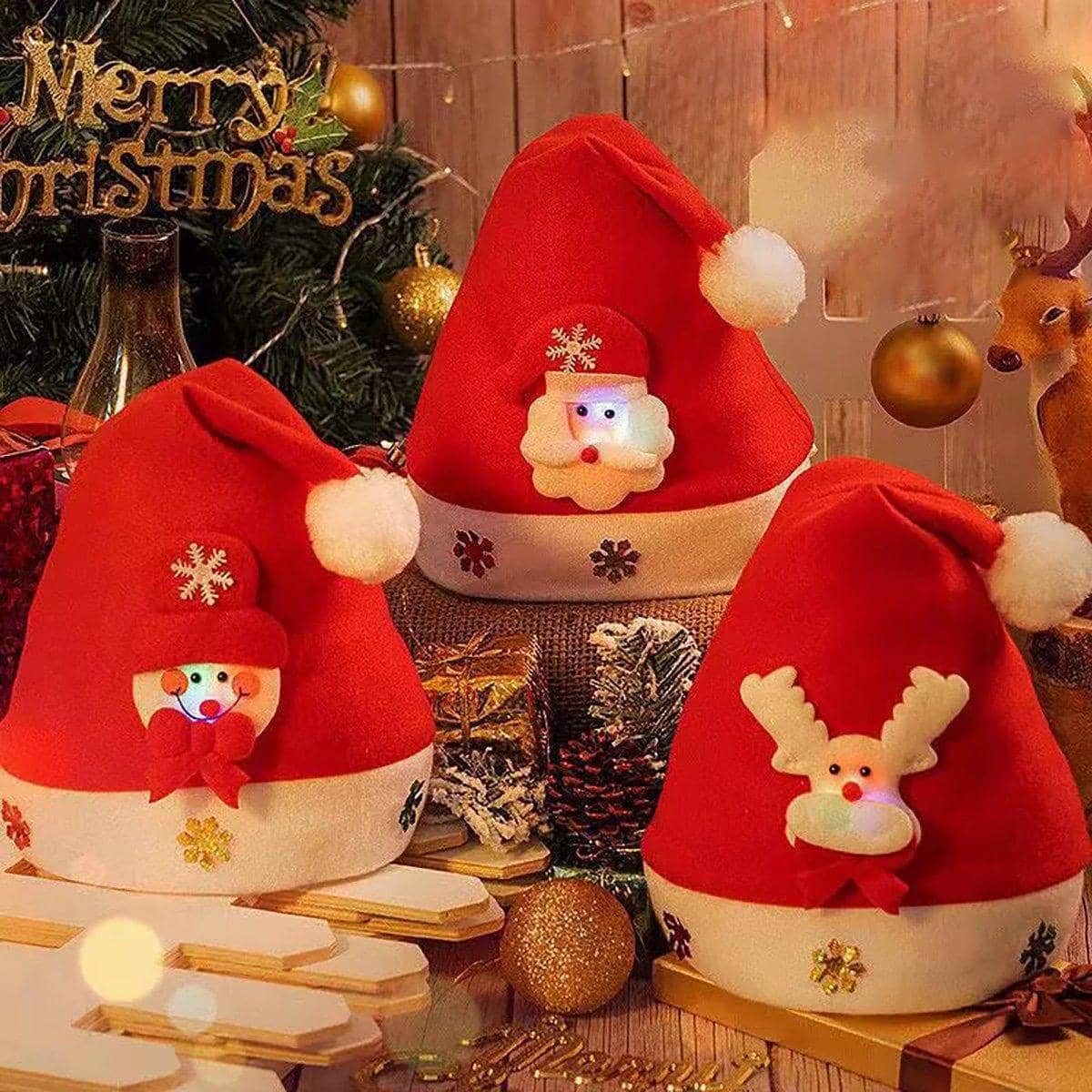 Christmas Santa Hat, Printed Polyester - Winking Old Man, 25 x 30 cm - view 4