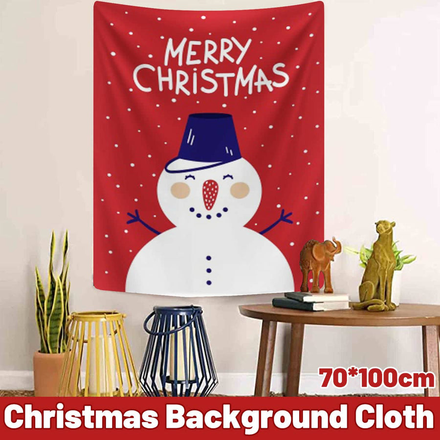 Christmas Snowman Hanging Cloth Wall Backdrop - Red, 100 x 70 cm