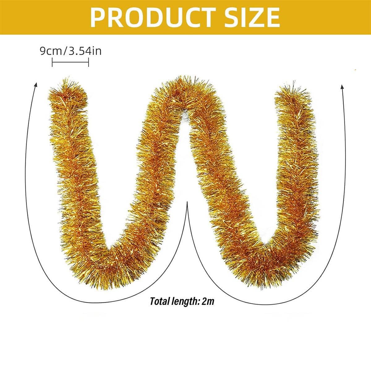Christmas Tinsel Garland Strips - Gold, Pack of 10 - view 4
