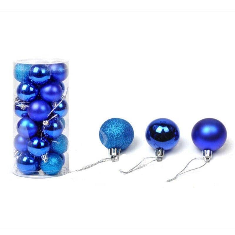 Christmas Tree Baubles, 3 cm, Pack of 24 - Dark Blue
