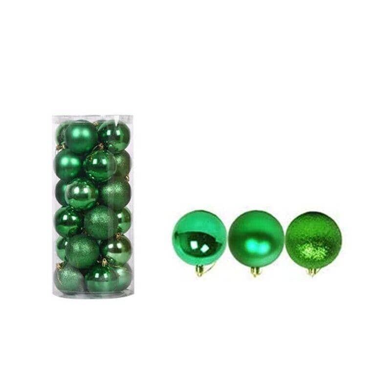Christmas Tree Baubles, 3 cm, Pack of 24 - Dark Green