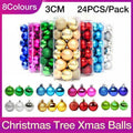 Christmas Tree Baubles, 3 cm, Pack of 24 - Dark Green - view 2