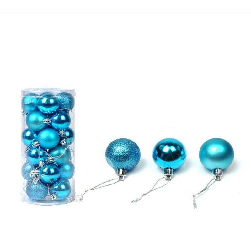 Christmas Tree Baubles, 3 cm, Pack of 24 - Teal