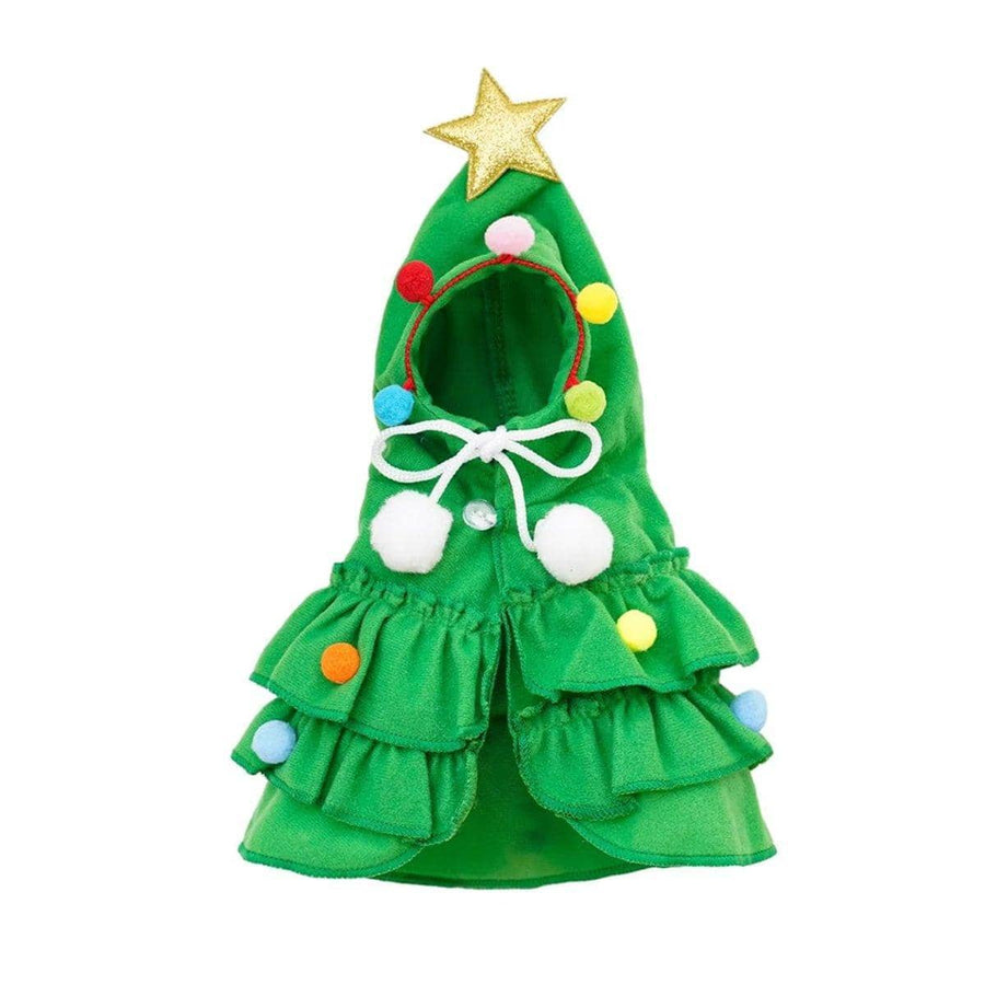 Christmas Tree Pet Cape for Cats and Dogs - Green, Small (36 x 31 cm)