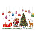 Christmas Window Glass Sticker Decal Mural - Multicolour Baubles, Santa and Reindeer
