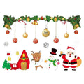 Christmas Window Glass Sticker Decal Mural - Multicolour Garland, Snowman and Santa