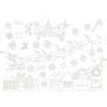 Christmas Window Glass Sticker Decal Mural - White Santa Sleigh and Village