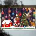 Christmas Window Glass Sticker Decal Mural - White Santa Sleigh and Village - view 3