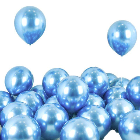 Chrome Metallic Latex Balloons 10 Inch (25 cm) - Blue, Pack of 50