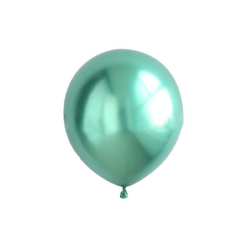 Chrome Metallic Latex Balloons 10 Inch (25 cm) - Green, Pack of 50