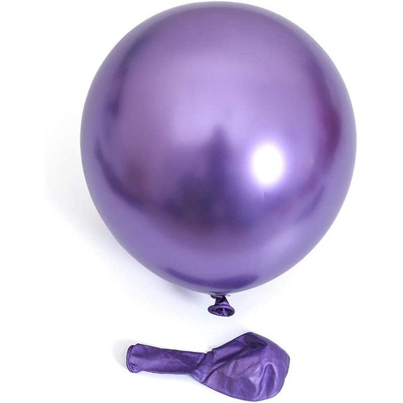 Chrome Metallic Latex Balloons 10 Inch (25 cm) - Purple, Pack of 50